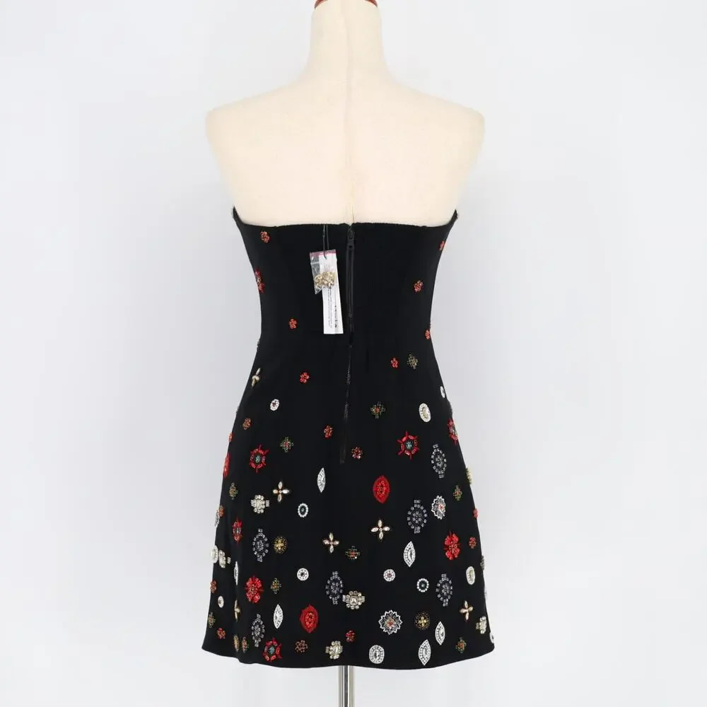 Alice and Olivia Women Black Embellished Iva Strapless Mini Dress Size US 4 - Picture 9 of 12